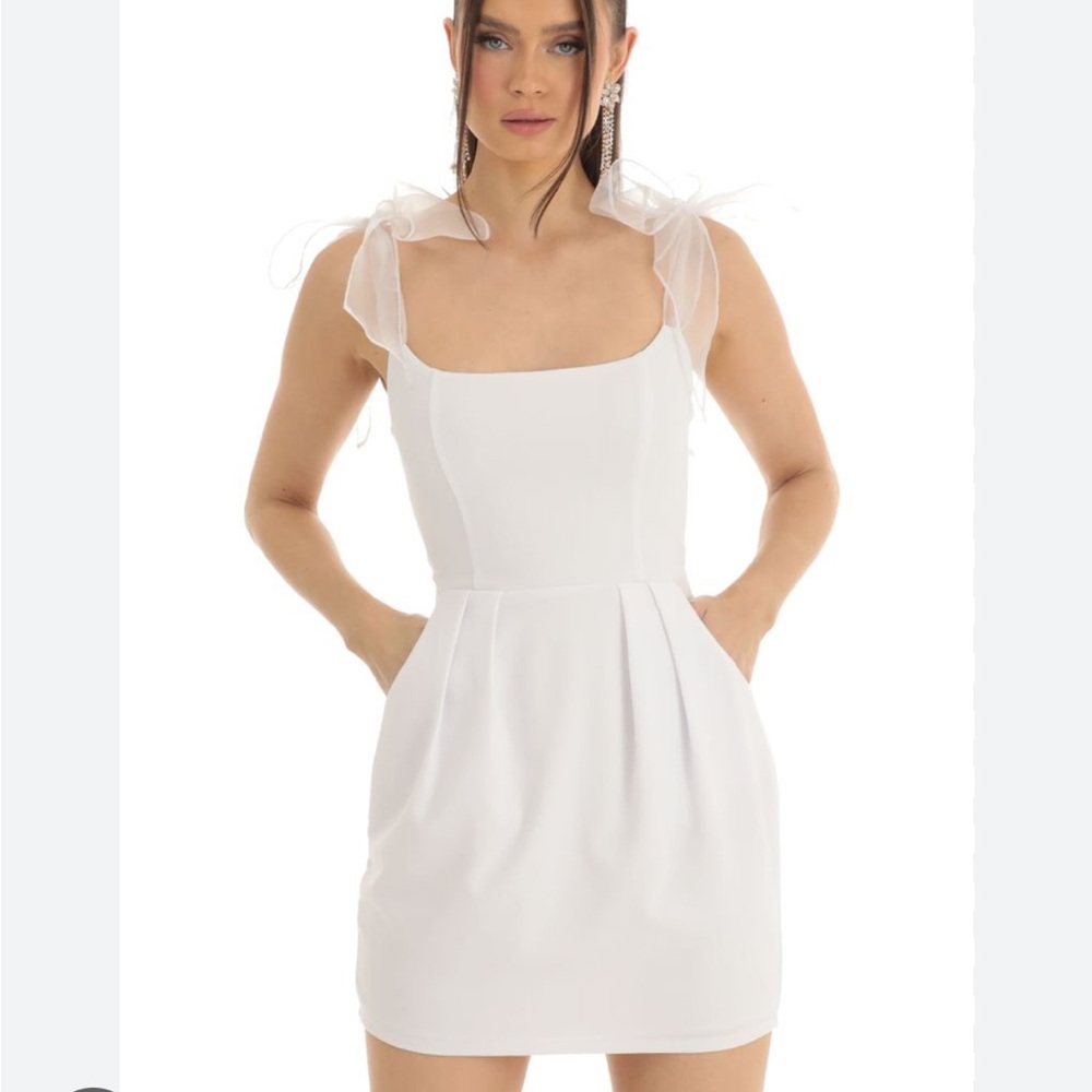 Bow white mini dress